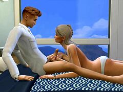 Stepson impregnates stepmother on New Year's Eve in hentai.