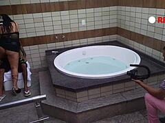 Experienced guy boldly fucks tattooed young Wallif Santos with big cock.