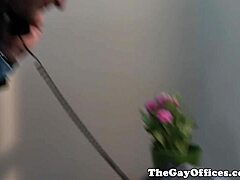 gay uniform ebony hunk bodybuilder blows his load in anal interracial at work