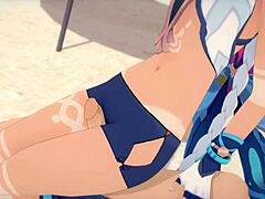 Sunshine Mualani from Genshin Impact in wild 3D cartoon action