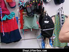 Security officer punishes the shoplifter with rough sex!