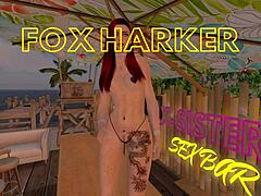 Fox Harker in ginger heat, masturbating nude with legs spread