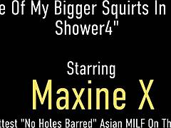 Cougar maxine x squirts in shower with crammed cunt.