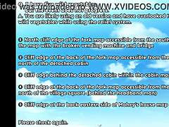 tanned natsuki gets gangbanged in public hentai game, cum in ass