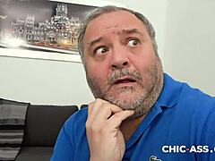 spanish first date turns wild with brunette beauty camila palmer on sofa!