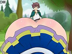 Aqua Wears Too Short Skirt to Seduce Kazuma in Hentai Parody!