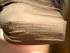 Asian MILF's solo striptease on video call, big natural tits
