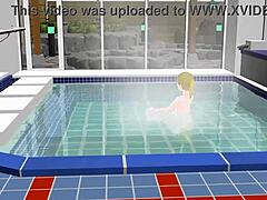 एनिमे महिला ने जापानी पब्लिक बाथ में नहाया【सेंटो】