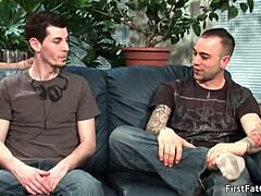 Aiden Blue takes on his first massive cock in gay action