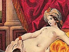 Detailed vintage erotic drawings from antique anime collections