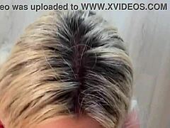 blonde sucks boyfriend's huge cock then begs for doggystyle