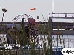 Badass bikini babes tease cranky crocs in public! 🐊
