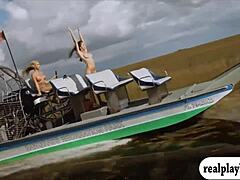 Badass bikini babes tease cranky crocs in public! 🐊