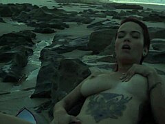 Explosive climax on beach with African lesbian massage