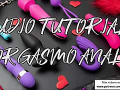 Anal orgasm with audio JOI in Spanish with a European shemale slave