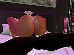 Does the black man fuck the latina in her bedroom?