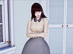 A brunette’s erotic experience in an Ecchi story