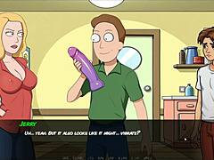 Morty's sister squirts in shower during hentai game parody