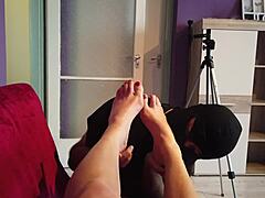 Nylon stockings and bare feet to worship