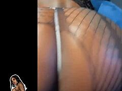 Black MILF's solo show in fishnets and heels is hot