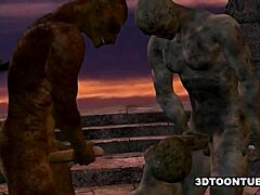 hey, wanna watch this 3d cartoon zombie babe get double teamed outdoors?