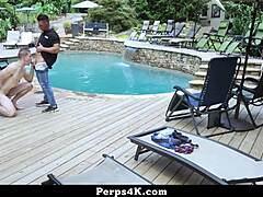 Gay security officer deeply searches twink burglar at perps4k office