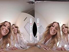 Kenna James and Veronica Weston in Naughty America VR Threesome