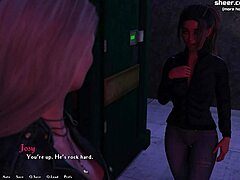 Two young sluts share cock in public outdoor threesome