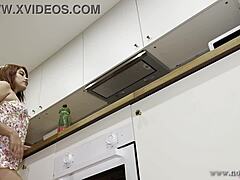 Redhead Latina Wife Teases in Kitchen, No Panties!