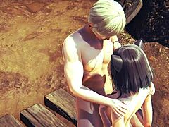 Hentai uncensored 3D - Kitty gives boobjob and gets creampied in manga game