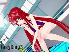 akeno begs for sex in the crowded public pool during hs dxd ntr madness 4