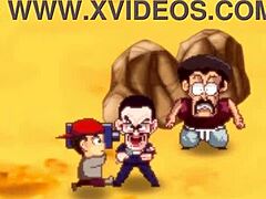 Bulma Adventure 4: Mr. Satan watches Miss Piiza get gangbanged at Cell Games