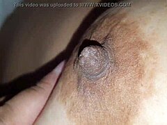 Can you believe I’m squeezing my step’s nipples while she moans? Wow!