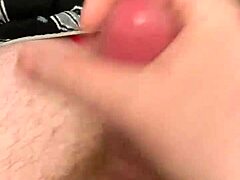 i'm quickly jacking off my cock and shooting a cumshot right before bed