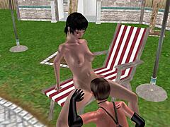 animated 3d cute lesbian girl licks pussy in hot scene