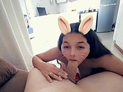 Classmate sucks me off while I record on snap! 😏