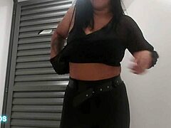 damn, security guy made me suck his huge black rod and cum in my pussy!