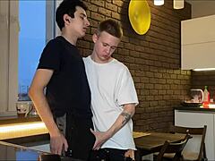 he invited a sweet twink over, gave a wet blowjob, and drove him to intense orgasm