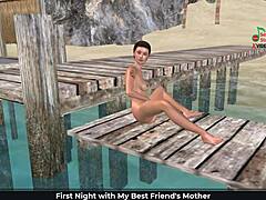 Wow! Cute Girl Masturbates On Beach With Fingers And Banana In 3D Cartoon!