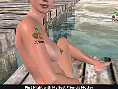 Wow! Cute Girl Masturbates On Beach With Fingers And Banana In 3D Cartoon!