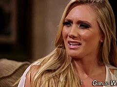 Lesbian Stunner Dominates Wild Threesome Action