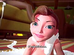 3DGspot - Tiny trans bangs giant busty trans in wild 3D cartoon action. French subtitles add extra spice.
