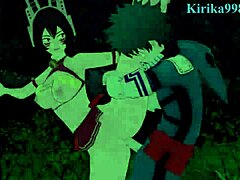 shino and mei have intense sex with izuku in my hero academia