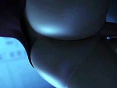 Curvy redhead cartoon gets fucked by big cock standing up with foot on wall in hentai