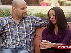 joe and kristen take a dip in the pool as they foreplay with other couples