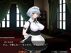 Maid San and Boin Noel 2 in Japanese game with big tits and cum in mouth.