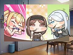 Summer Clover in harem hentai BDSM session with footjob