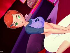 gwen enjoys teasing her big breasts with a massive cock in adult hentai version