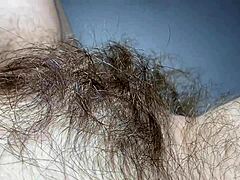10 minutes of admiration for the hairy pussy: close-up view