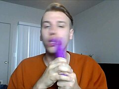 This is a POV video of a blowjob in a gay porn movie